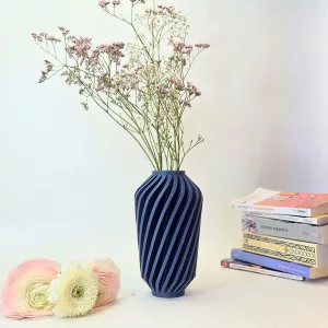 Vase-Torsade_bleu marine_