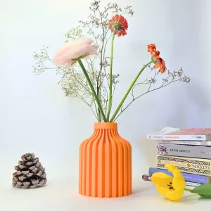 Vase-stri-orange