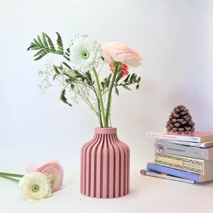 Vase-stri-rose