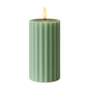 bougie-led-pilier-strié-vert