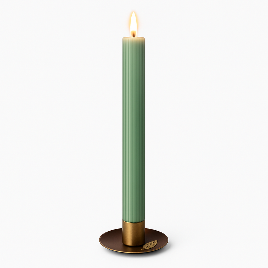 chandelle-led-cannelée-verte-simple chandelle-led-cannelée-verte-simple